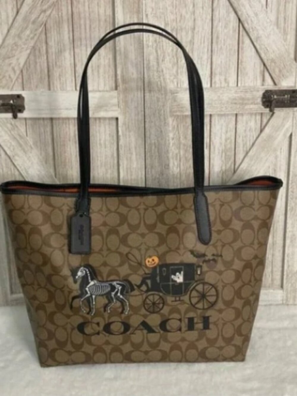 COACH City Tote Bag Signature Canvas Halloween Carriage